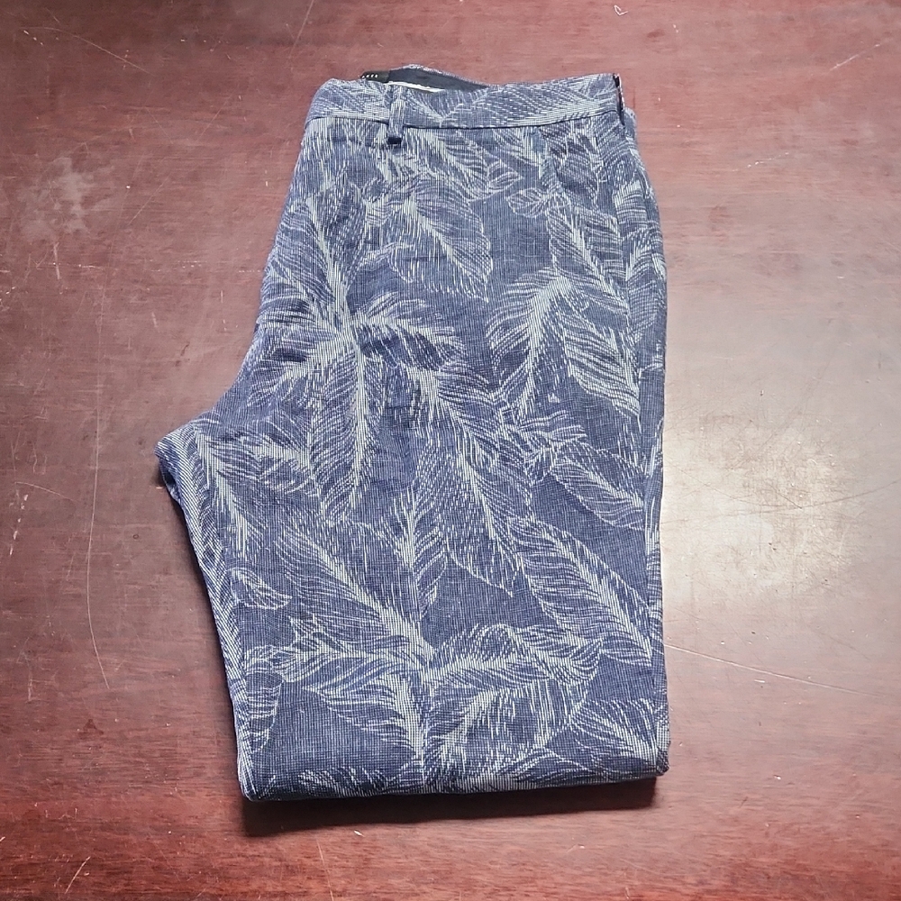 Ted Baker Navy Leaf Print Chinos